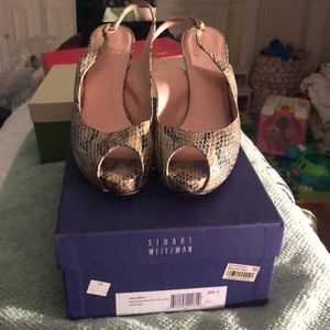 Fabulous Stuart Weitzman snake skin sling backs